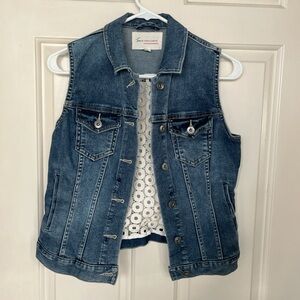 Denim Vest with lace back--XS
